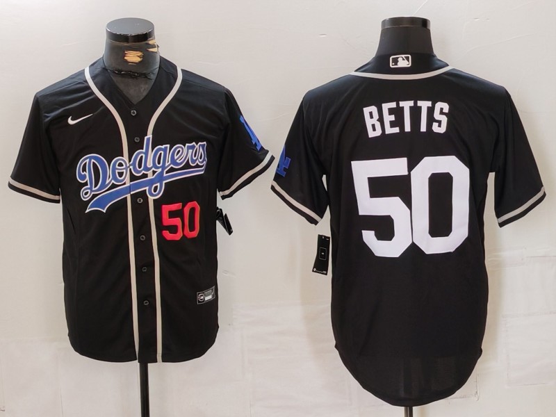 Men Los Angeles Dodgers #50 Betts Black Fashion Nike 2024 MLB Jersey style 7152->los angeles dodgers->MLB Jersey
